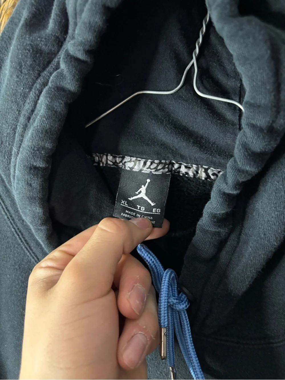 Jordan Black Hoodie with Light Blue Jumpman Logo - Men's Pullover